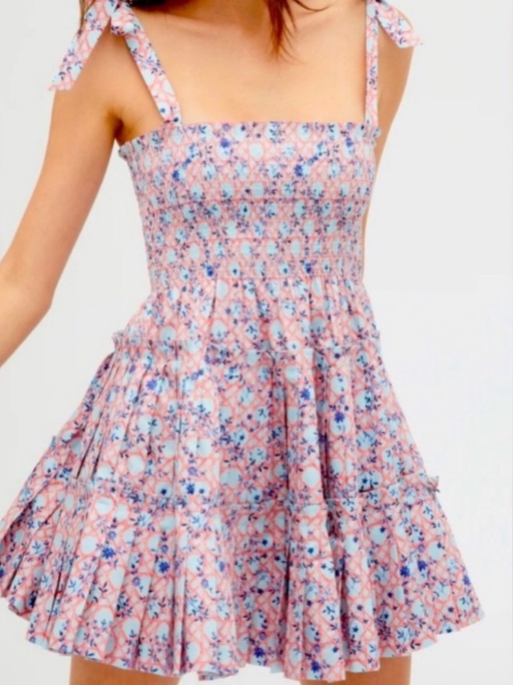 Hill House - Ribbon Charlotte Nap Dress - Medium - Pink Basketweave Vine